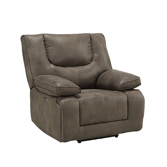 Saltoro Sherpi Leatherette Power Motion Recliner with Pillow To